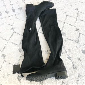 NWT Zara Over the Knee High Suede Black Boots
